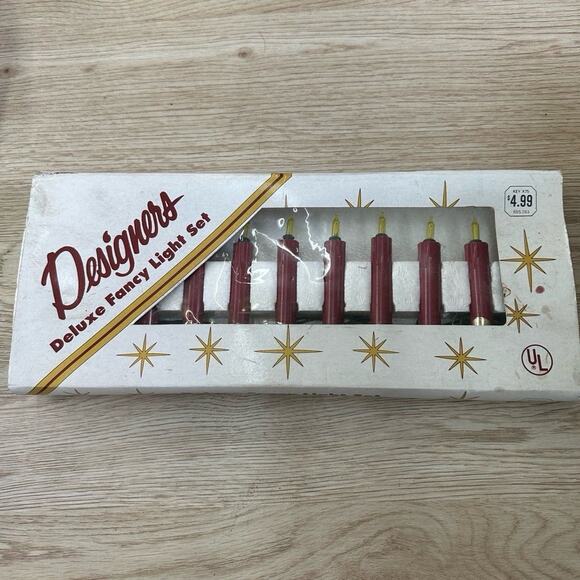 Vintage Christmas Candle Lights Set Red New in Box Designers Deluxe - Picture 1 of 3